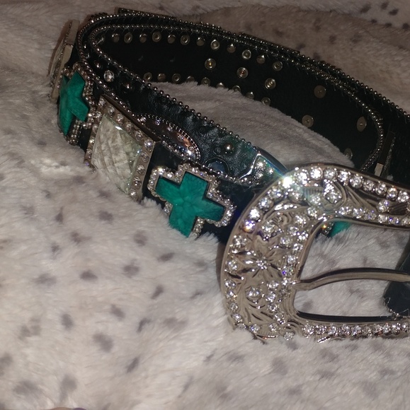 W B Atlas Accessories - 🎊SALE🎊Turquoise Rhinestone CROSS belt